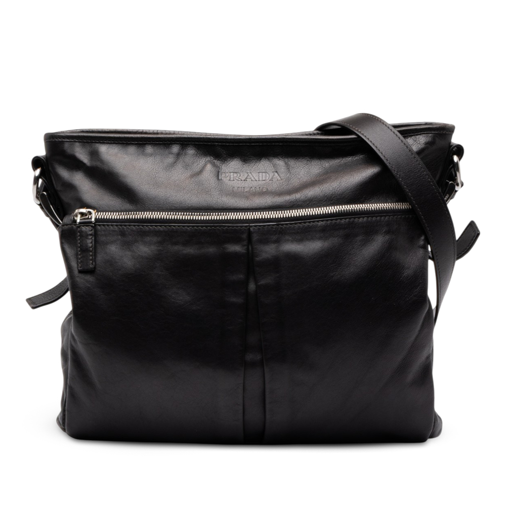 Pre-Loved Prada Large Soft Calf Front Pocket Messenger Bag